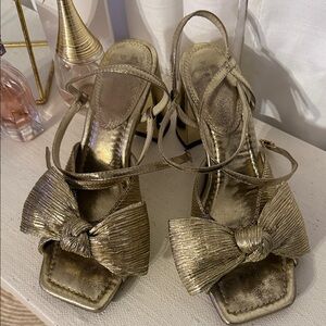 ASOS Gold Strappy Heels with Bow